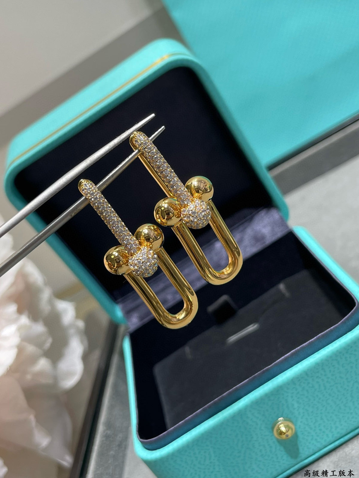 crystal horseshoe Drop Earrings for women - alternate angle view 6