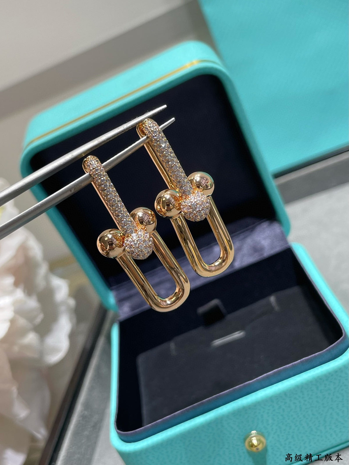 crystal horseshoe Drop Earrings for women - alternate angle view 7