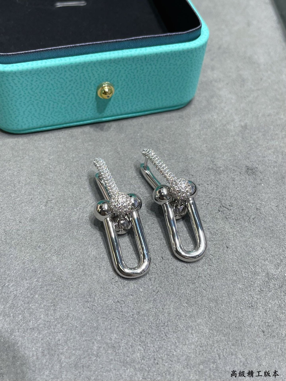 crystal horseshoe Drop Earrings for women - alternate angle view 3
