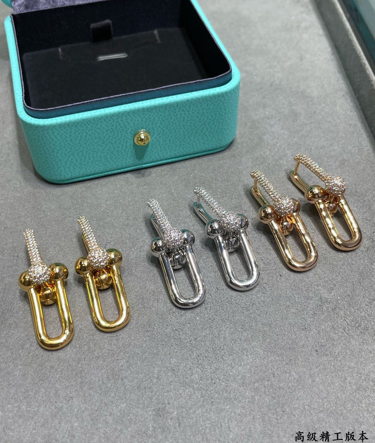 crystal horseshoe Drop Earrings for women - alternate angle view 2