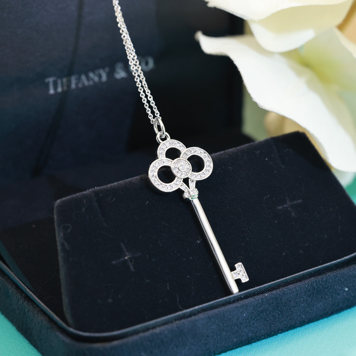 gold 18k gold plate key Necklace for women - alternate angle view 5