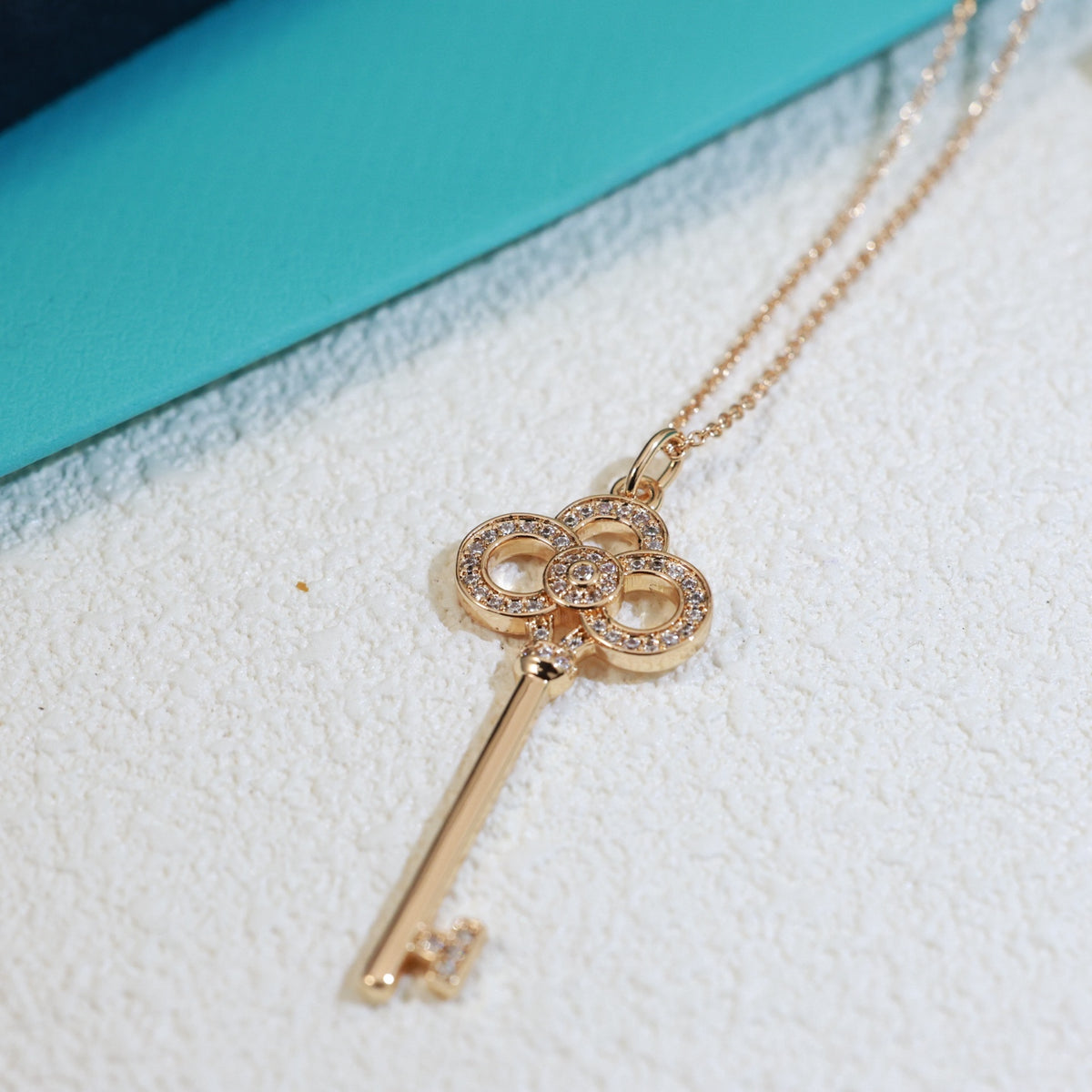 gold 18k gold plate key Necklace for women - alternate angle view 4