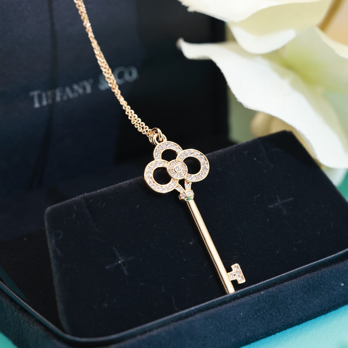 gold 18k gold plate key Necklace for women - alternate angle view 3
