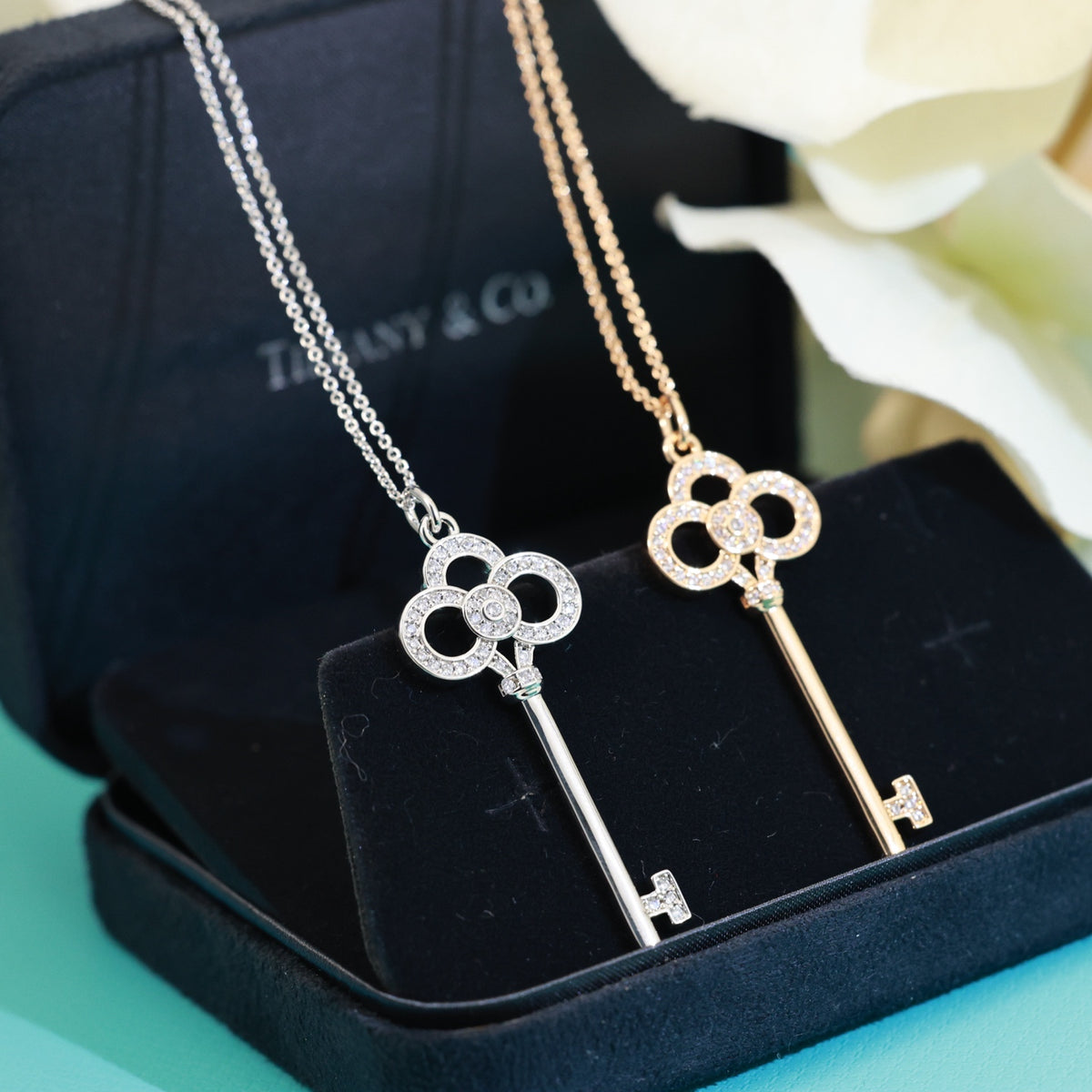 gold 18k gold plate key Necklace for women - product detail view