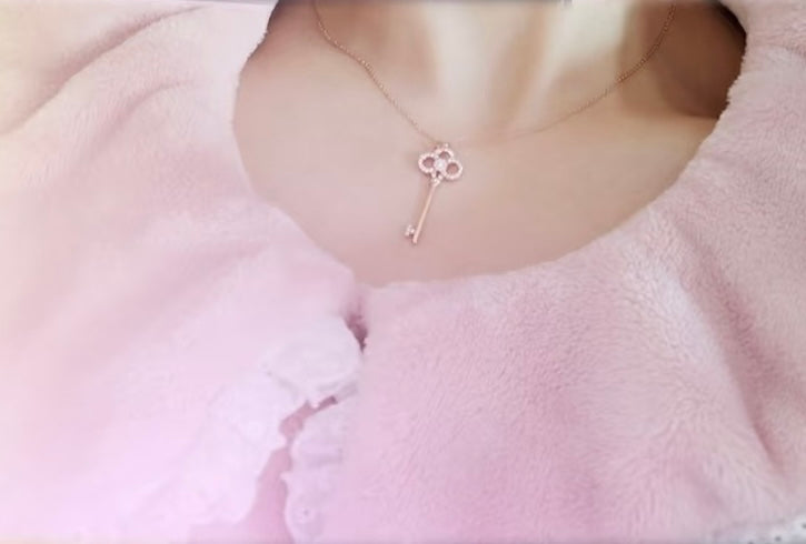 gold 18k gold plate key Necklace for women - alternate angle view 7