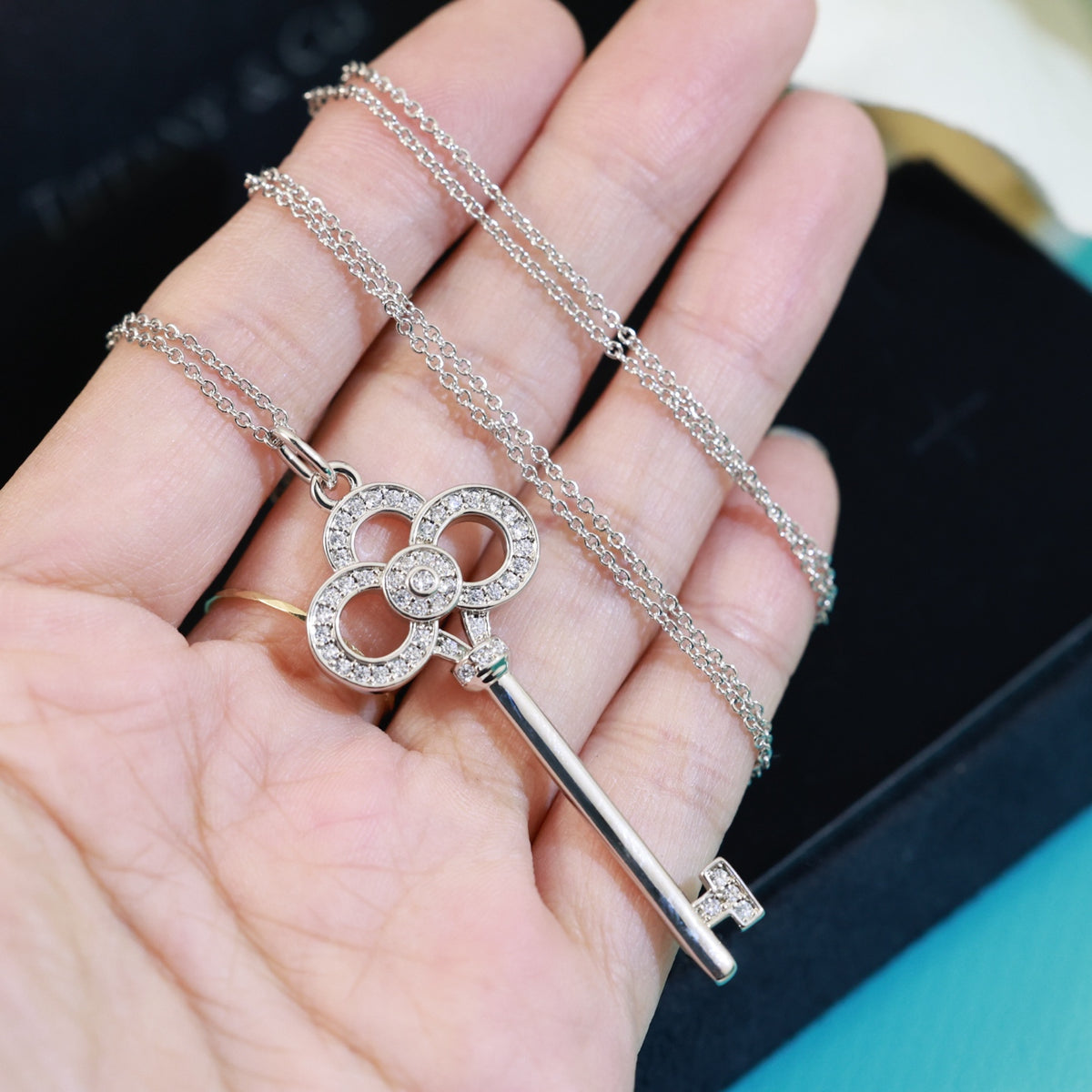 gold 18k gold plate key Necklace for women - alternate angle view 8