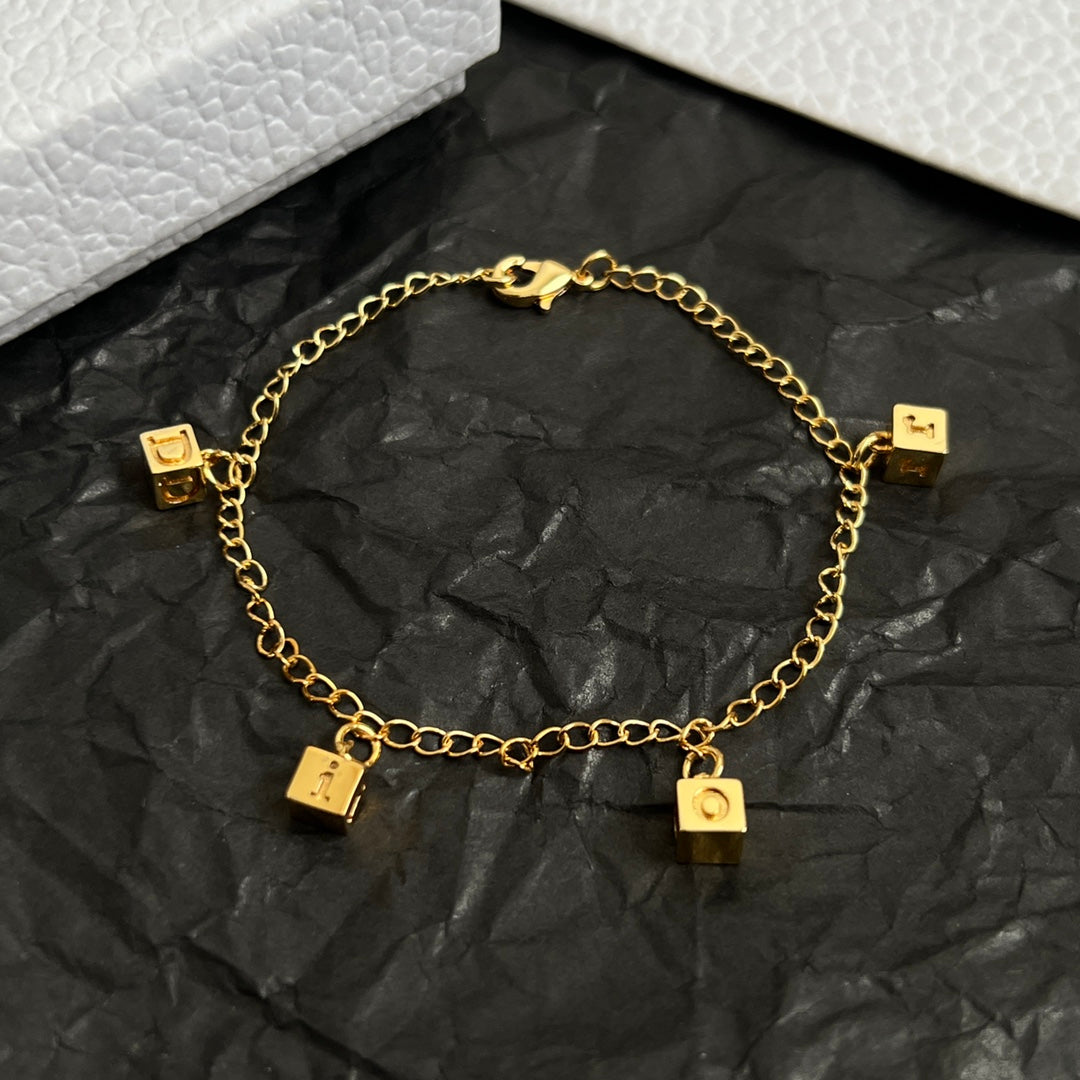 yellow brass sweet Bracelet for women - alternate angle view 3