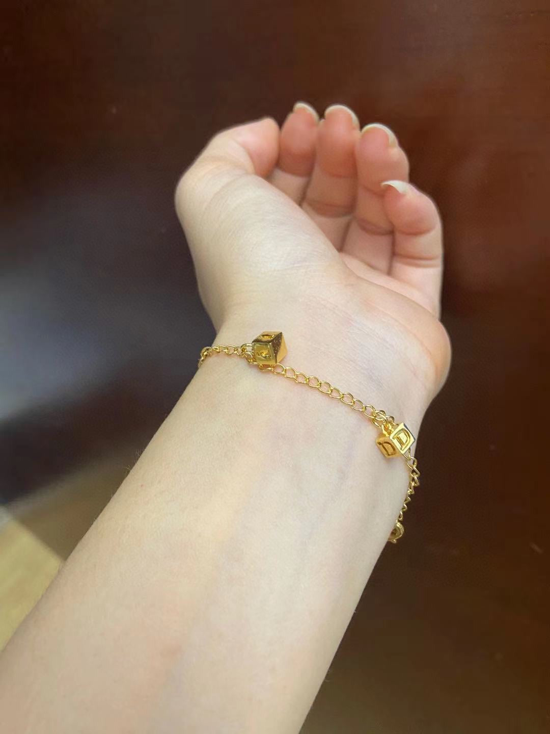 yellow brass sweet Bracelet for women - product detail view