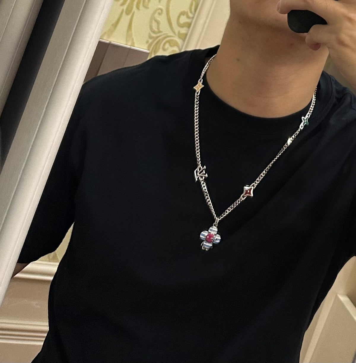 antique chain Necklace for men - alternate angle view 4