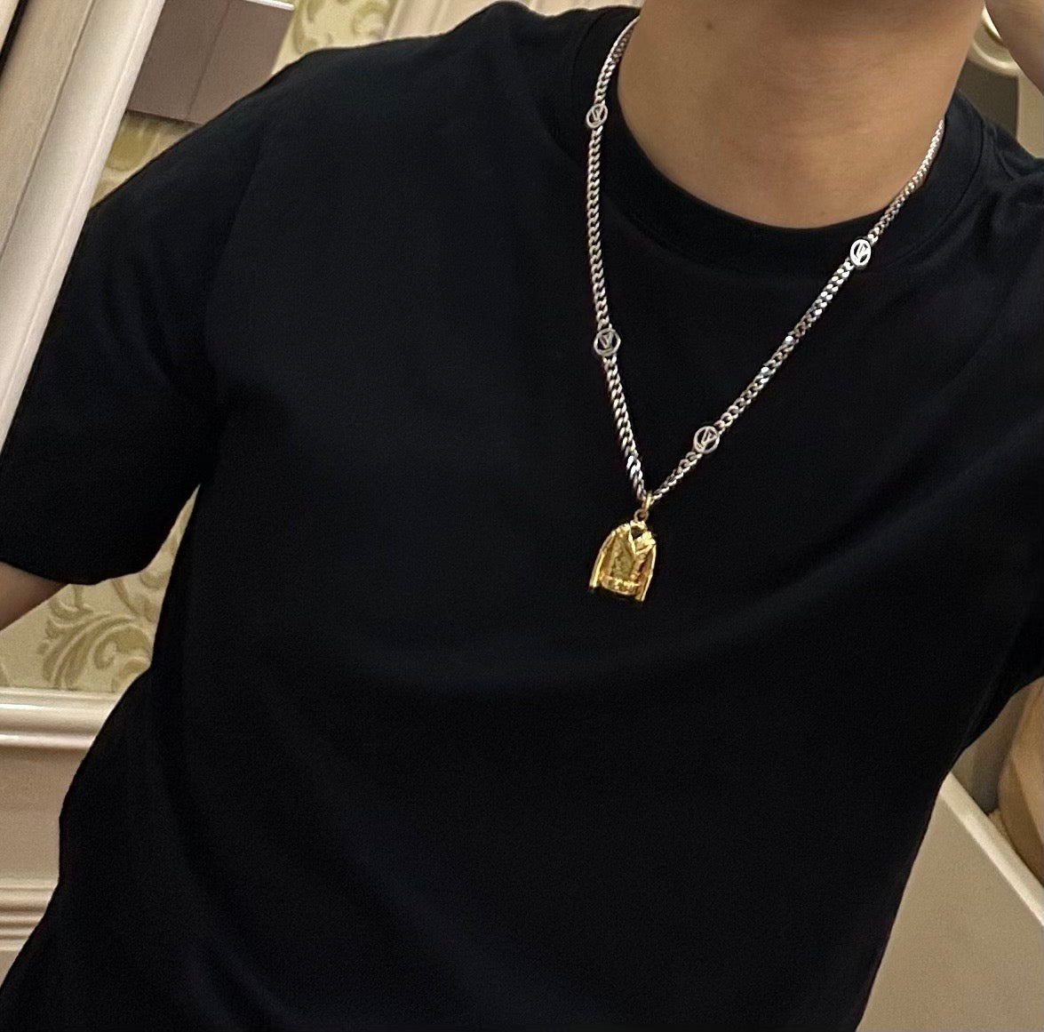 antique chain Necklace for men - alternate angle view 4