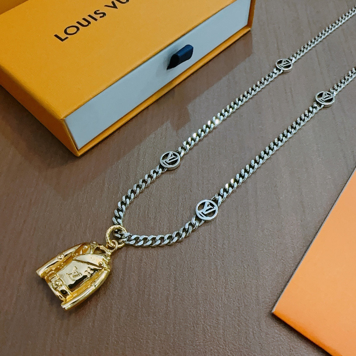 antique chain Necklace for men - alternate angle view 2