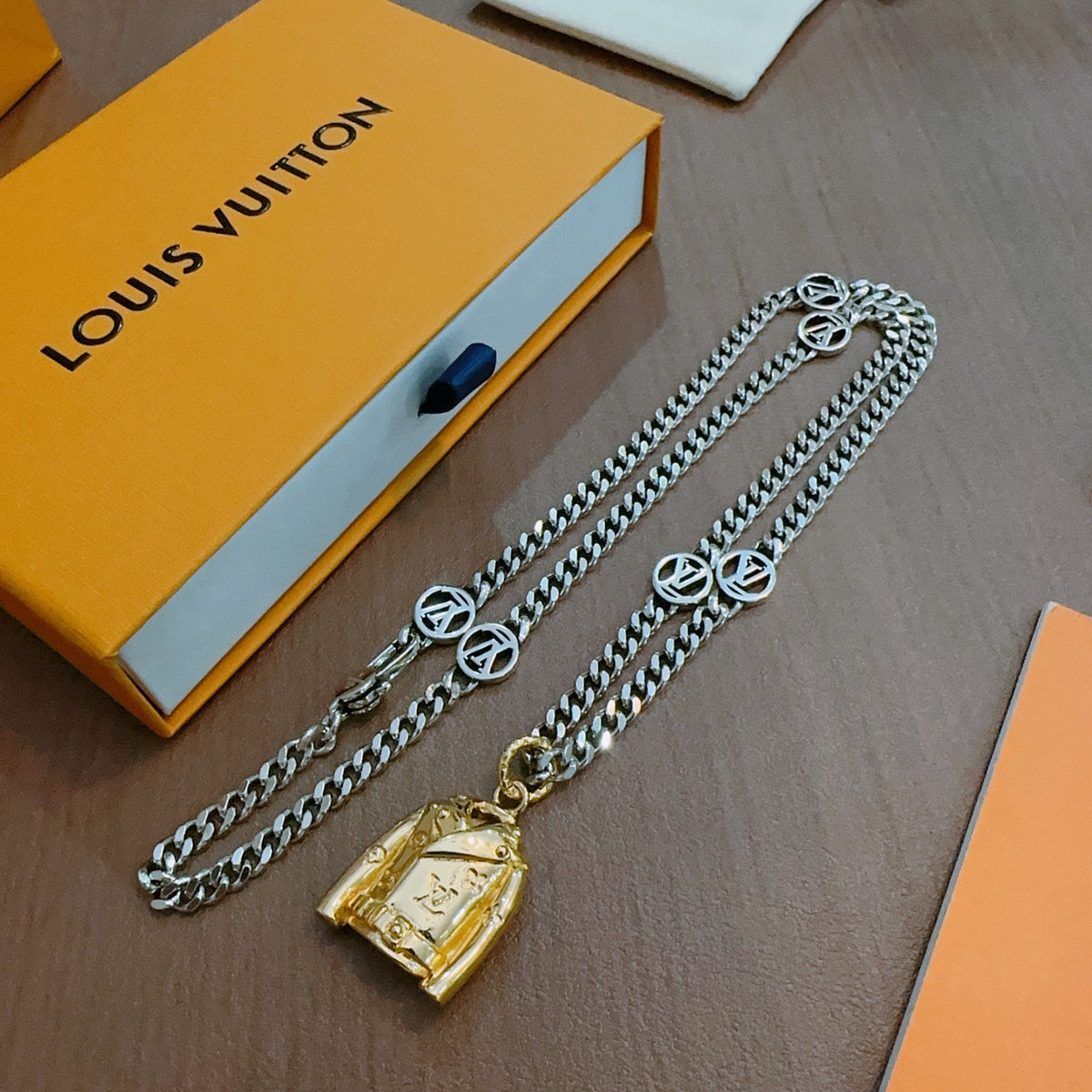 antique chain Necklace for men - alternate angle view 5