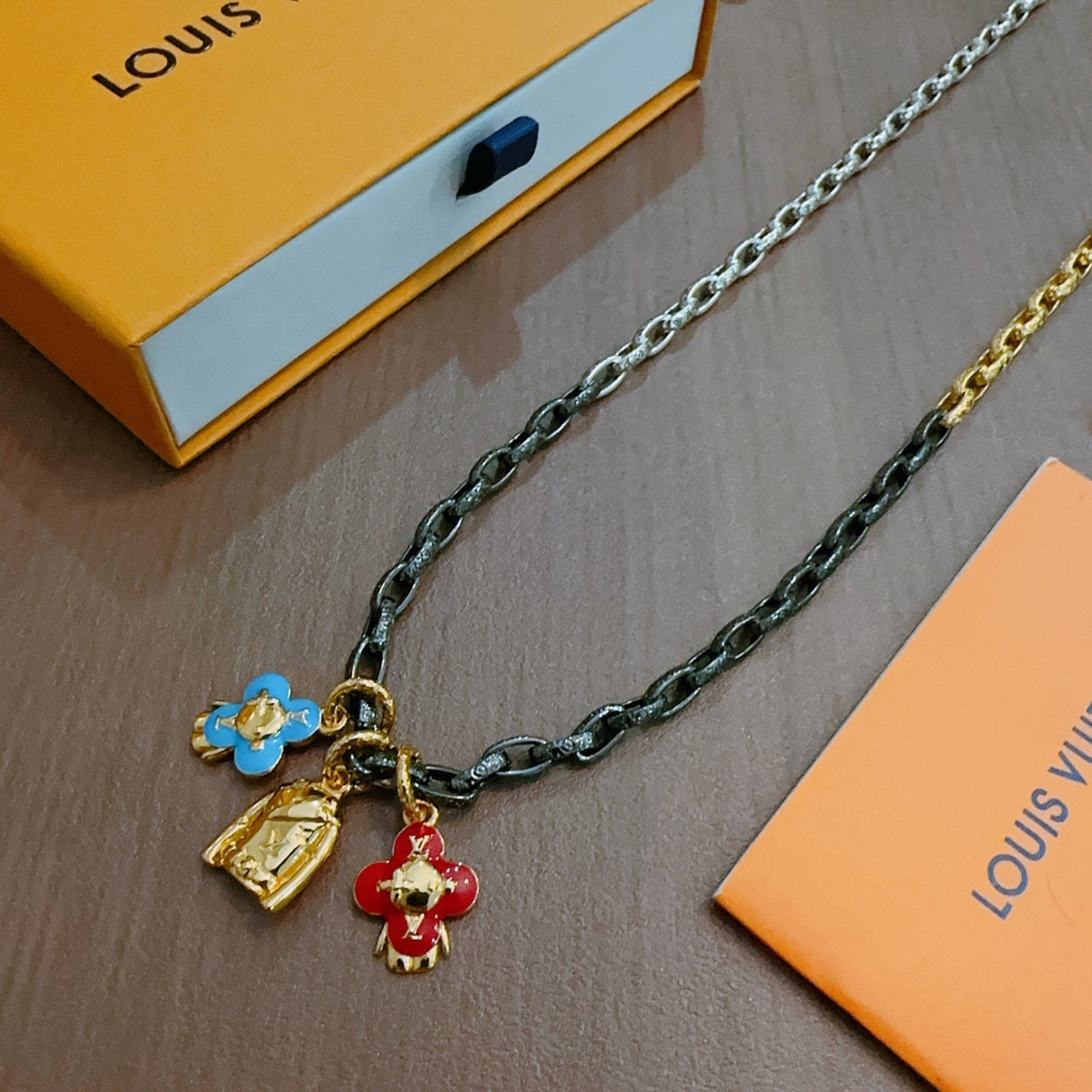 antique chain Necklace for men - alternate angle view 2