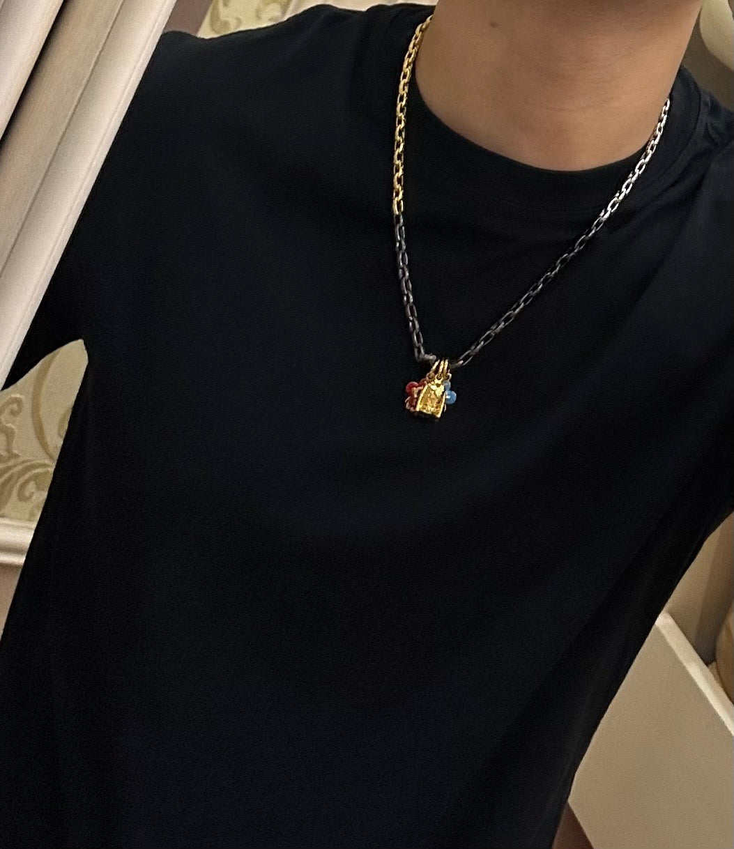 antique chain Necklace for men - alternate angle view 4
