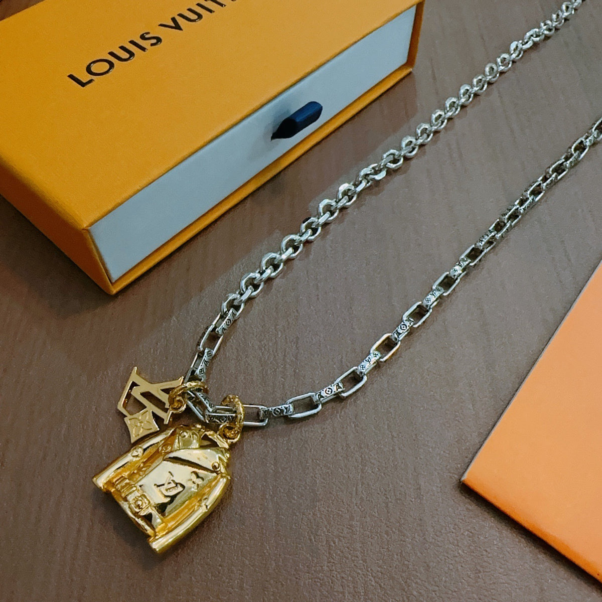 antique chain Necklace for men - alternate angle view 2