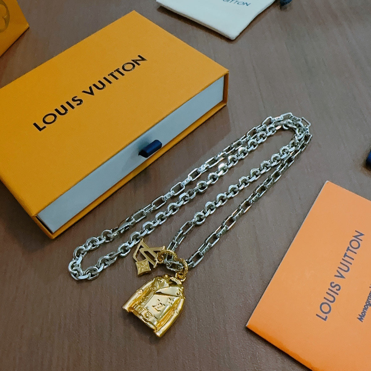 antique chain Necklace for men - alternate angle view 3