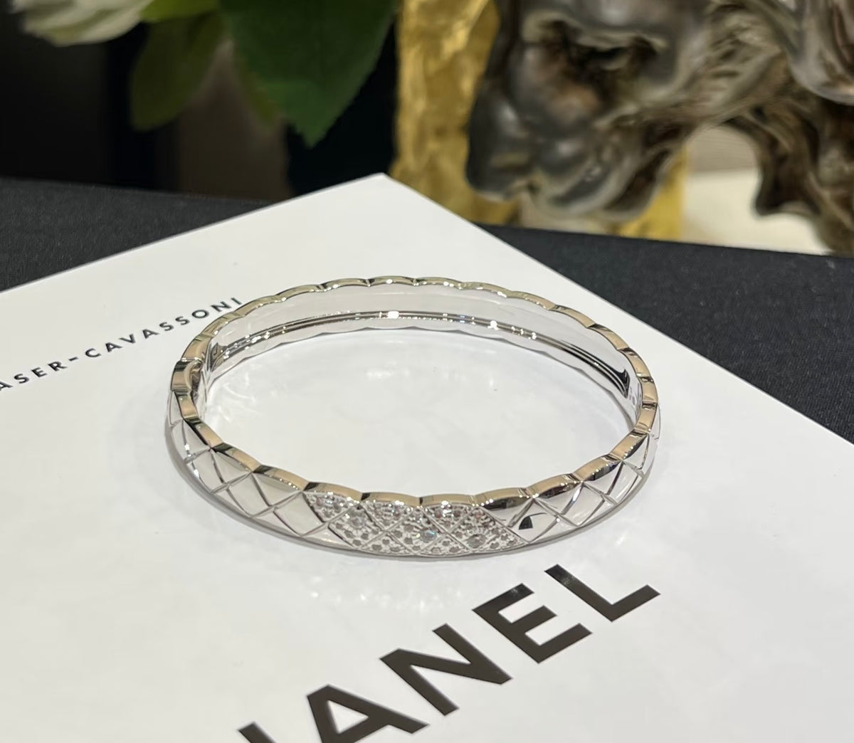 rose gold crystal floral Bangle for women - product detail view