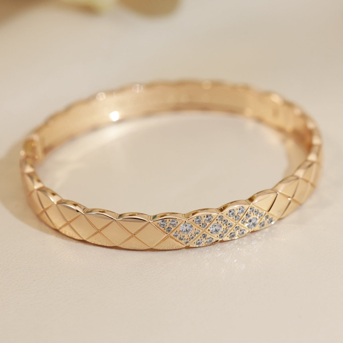 rose gold crystal floral Bangle for women - alternate angle view 7