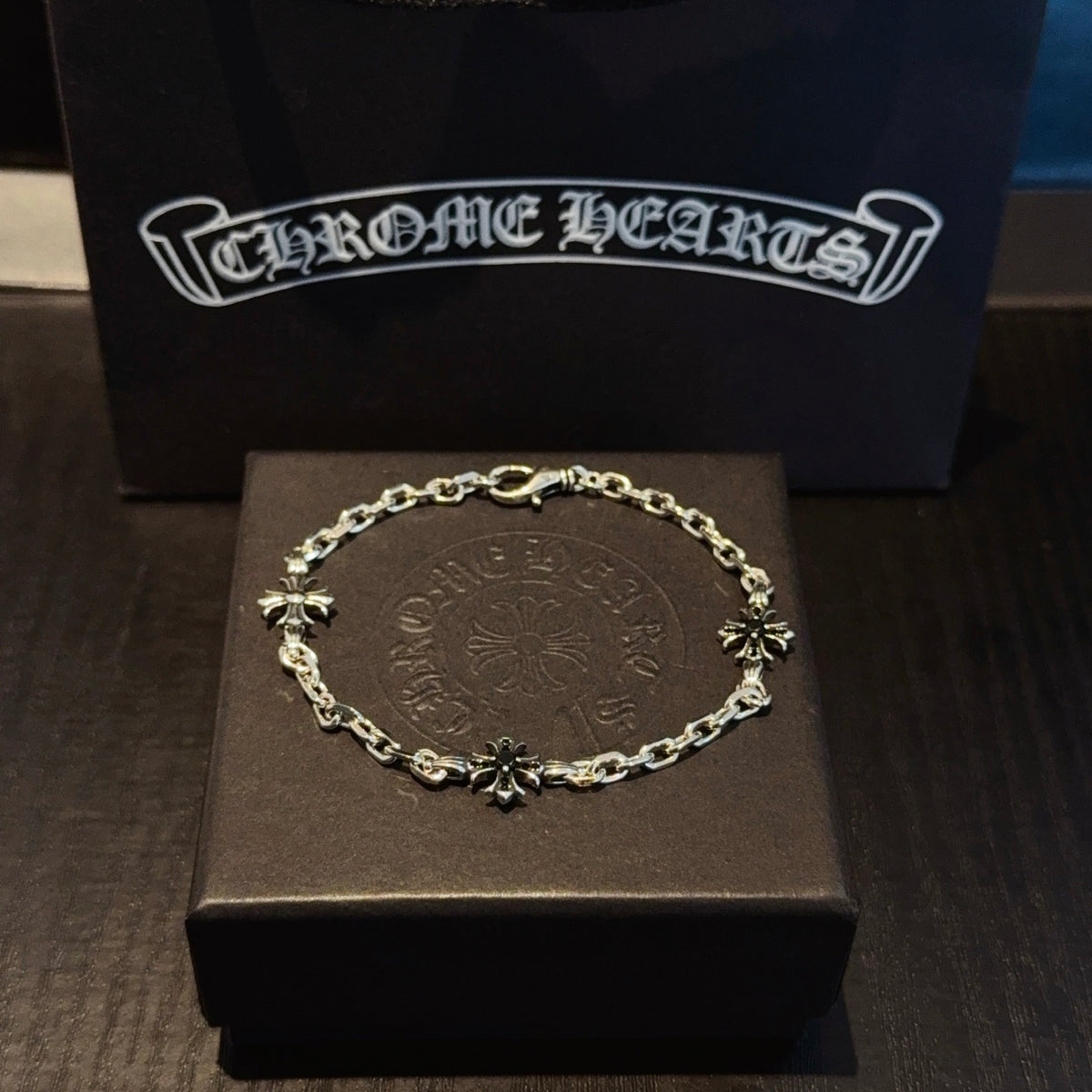 antique crystal cross Bracelet for men - product detail view