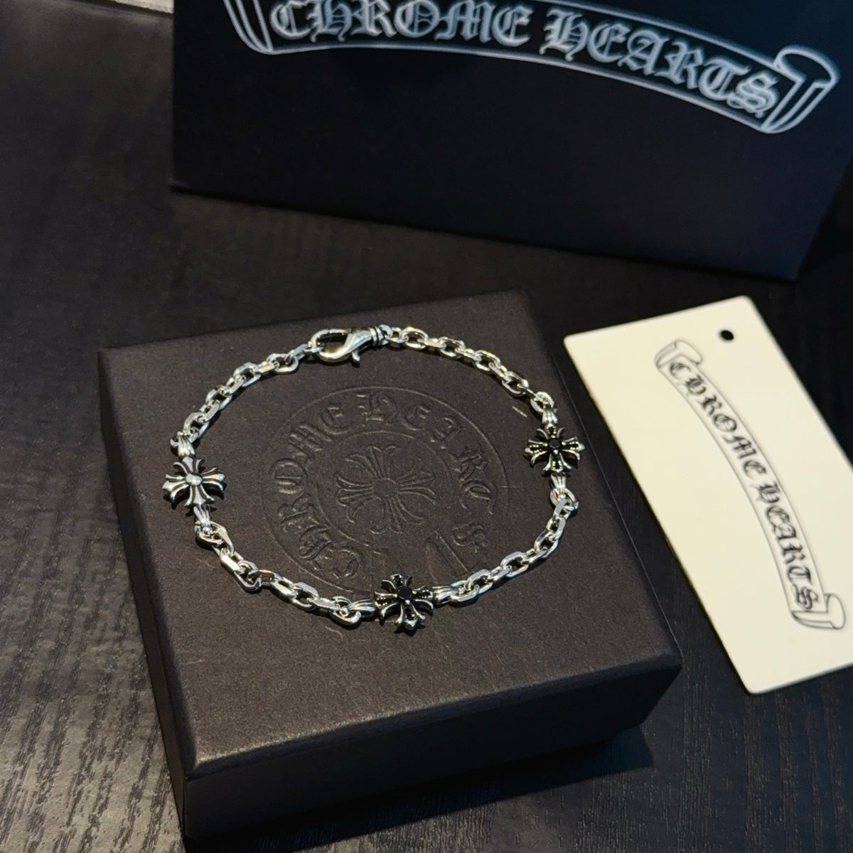 antique crystal cross Bracelet for men - alternate angle view 3