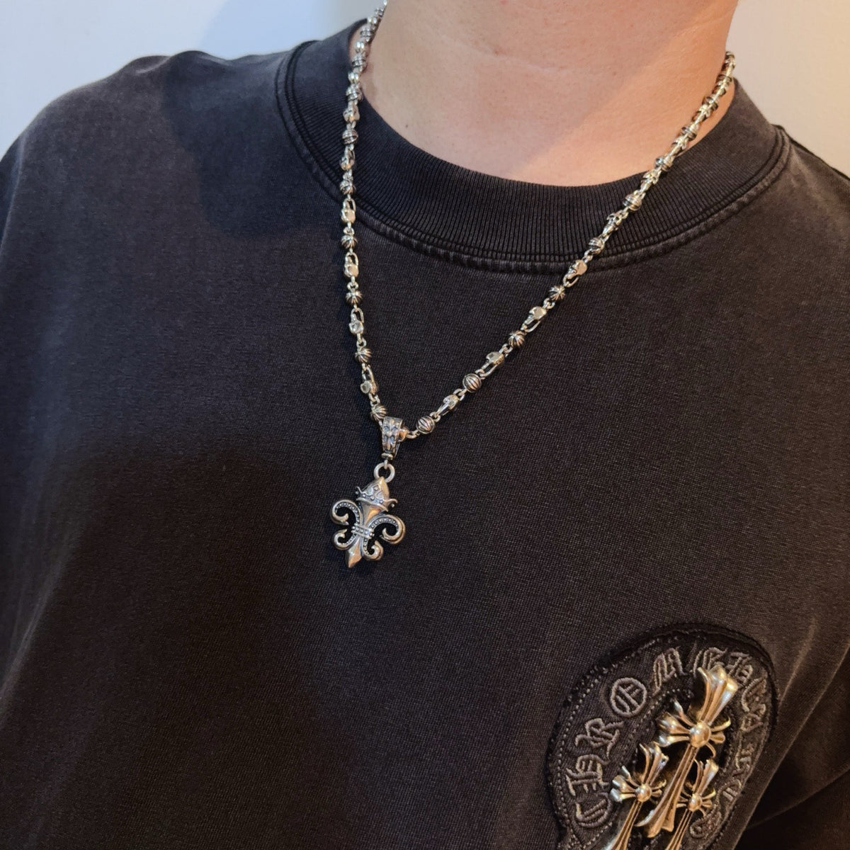 antique cross Pendant for men - alternate angle view 2