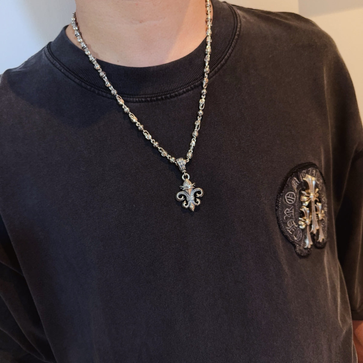 antique cross Pendant for men - alternate angle view 3