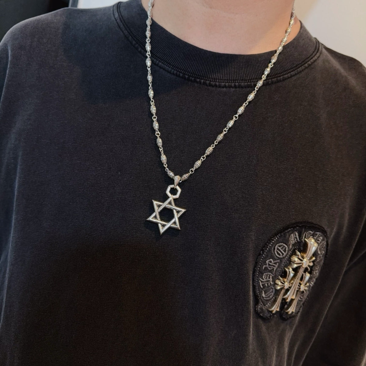 antique cross Pendant for men - alternate angle view 2