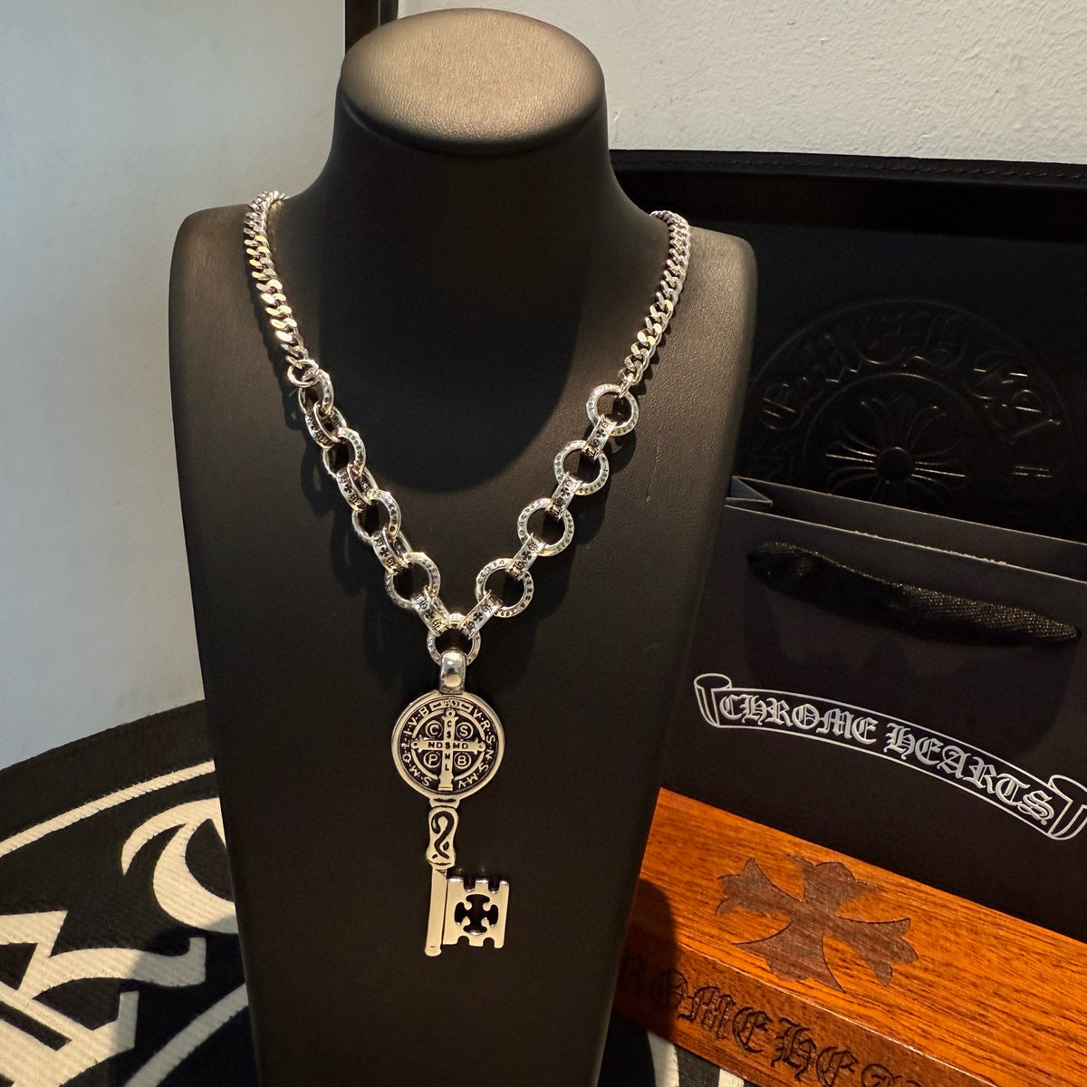 antique cross Pendant for men - alternate angle view 7