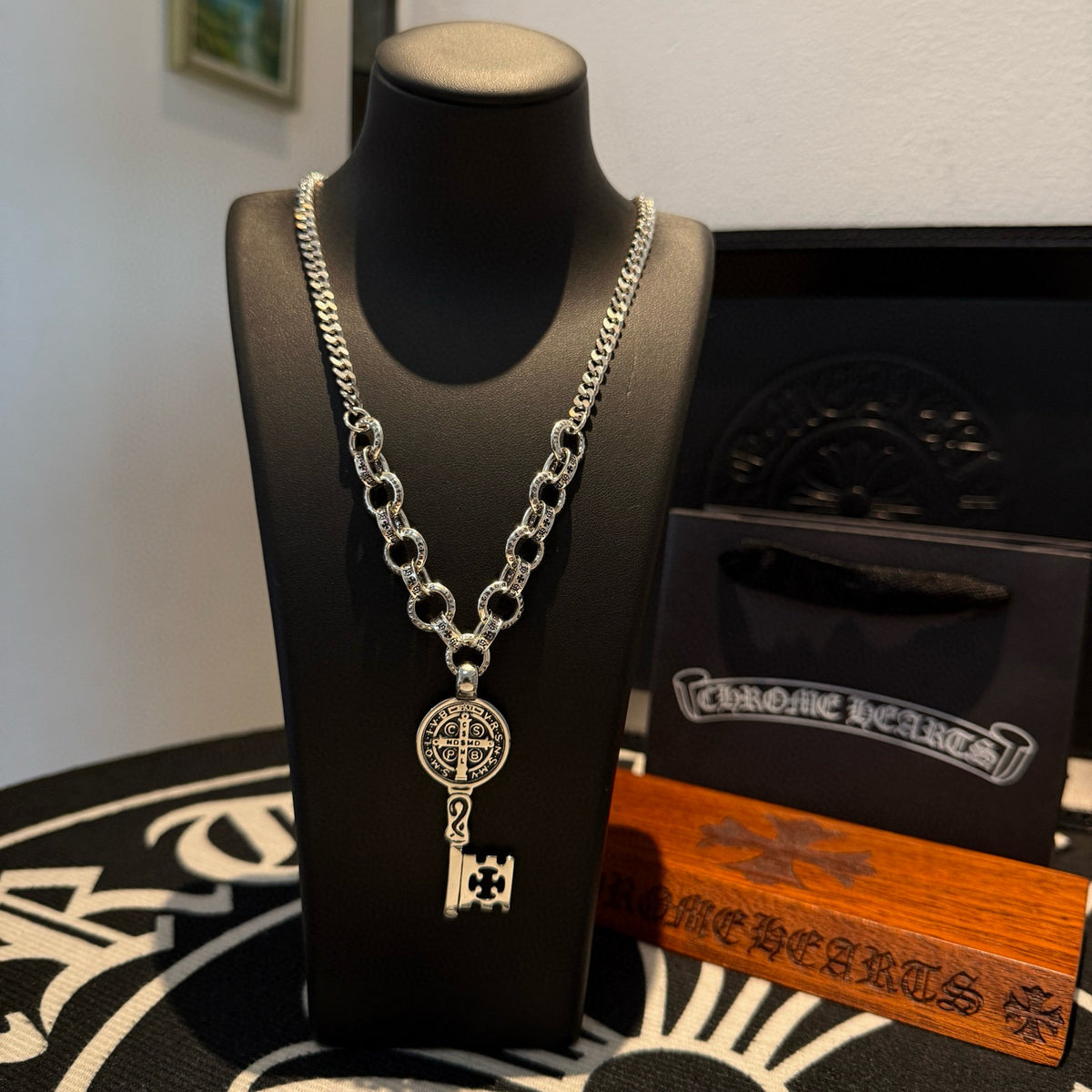 antique cross Pendant for men - alternate angle view 5