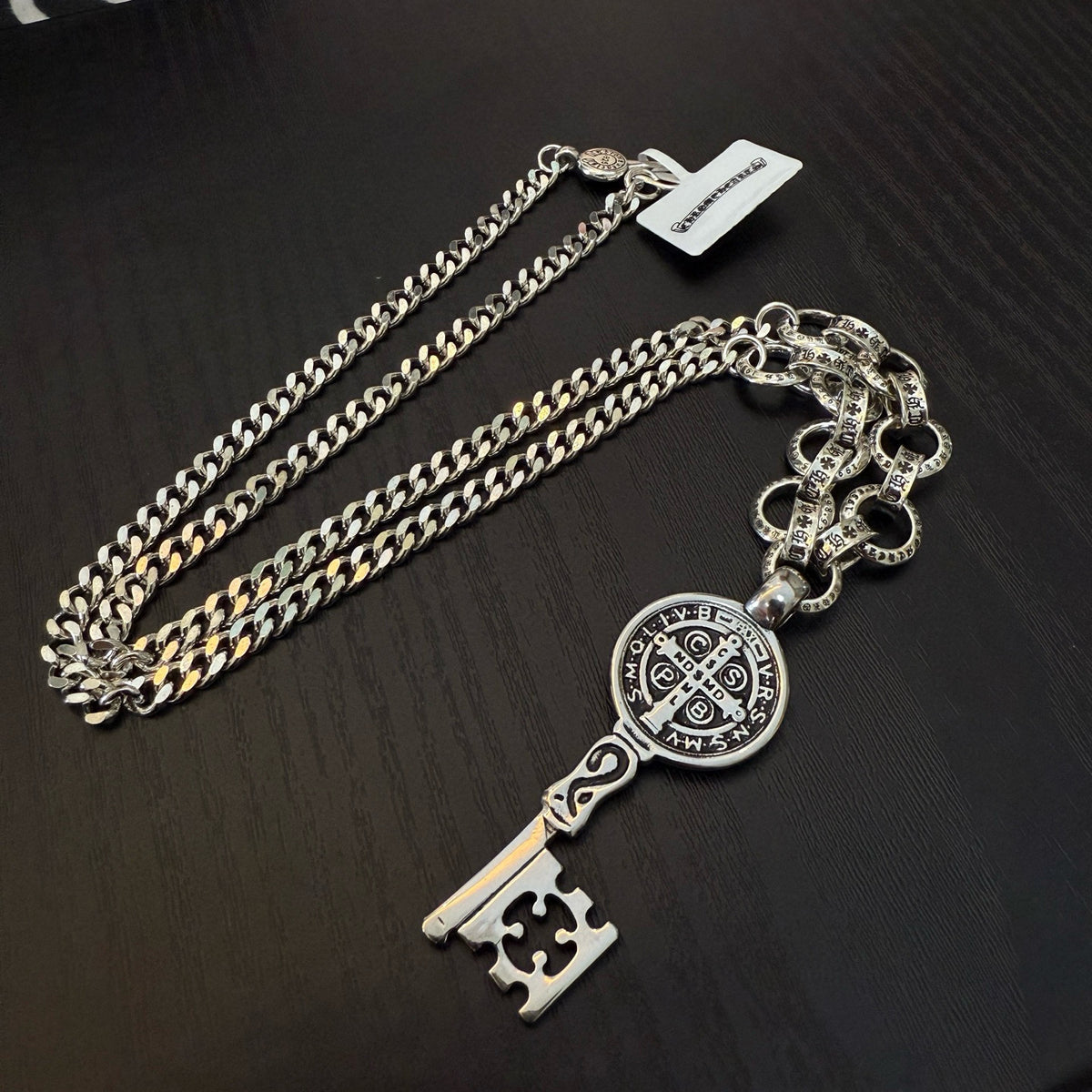 antique cross Pendant for men - alternate angle view 3