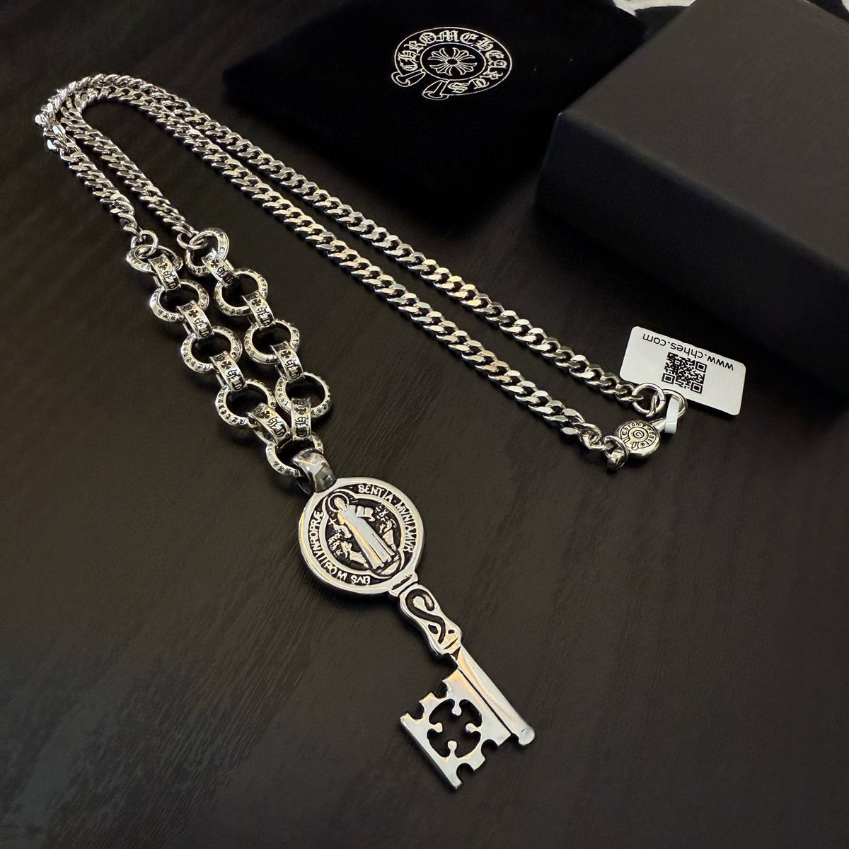 antique cross Pendant for men - alternate angle view 4