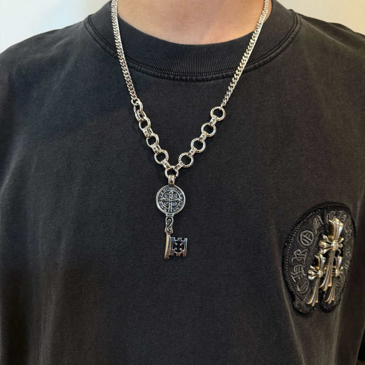 antique cross Pendant for men - product detail view