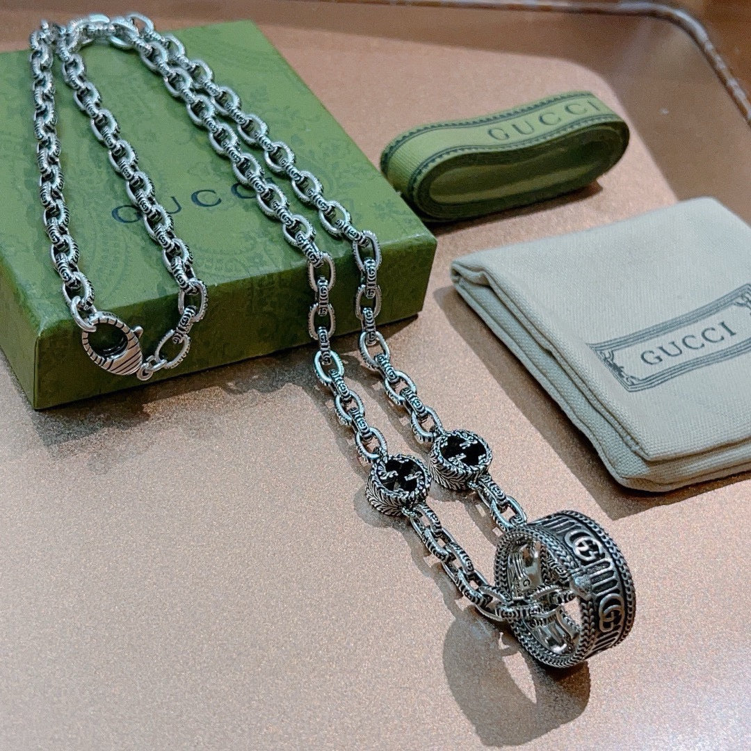 antique double g Necklace for women - alternate angle view 5