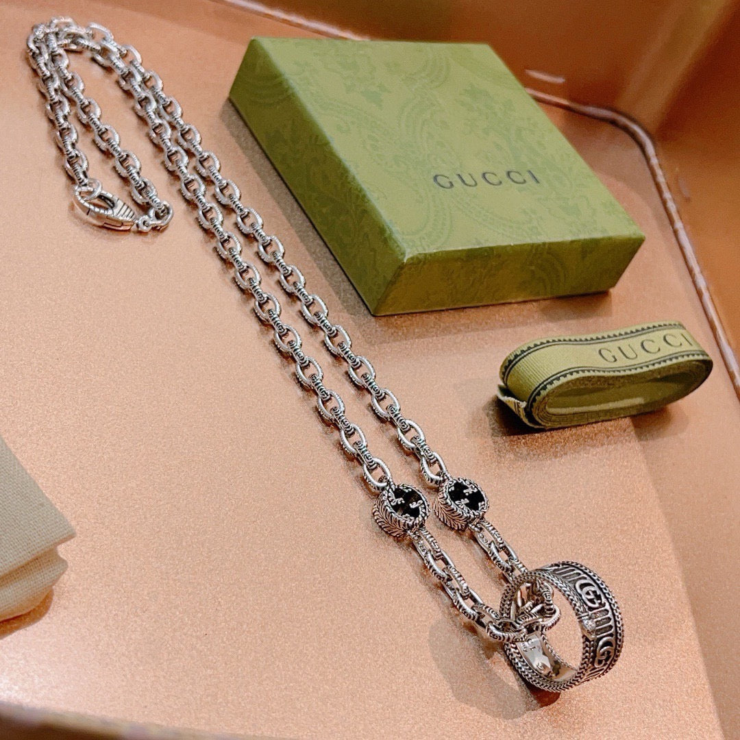 antique double g Necklace for women - product detail view