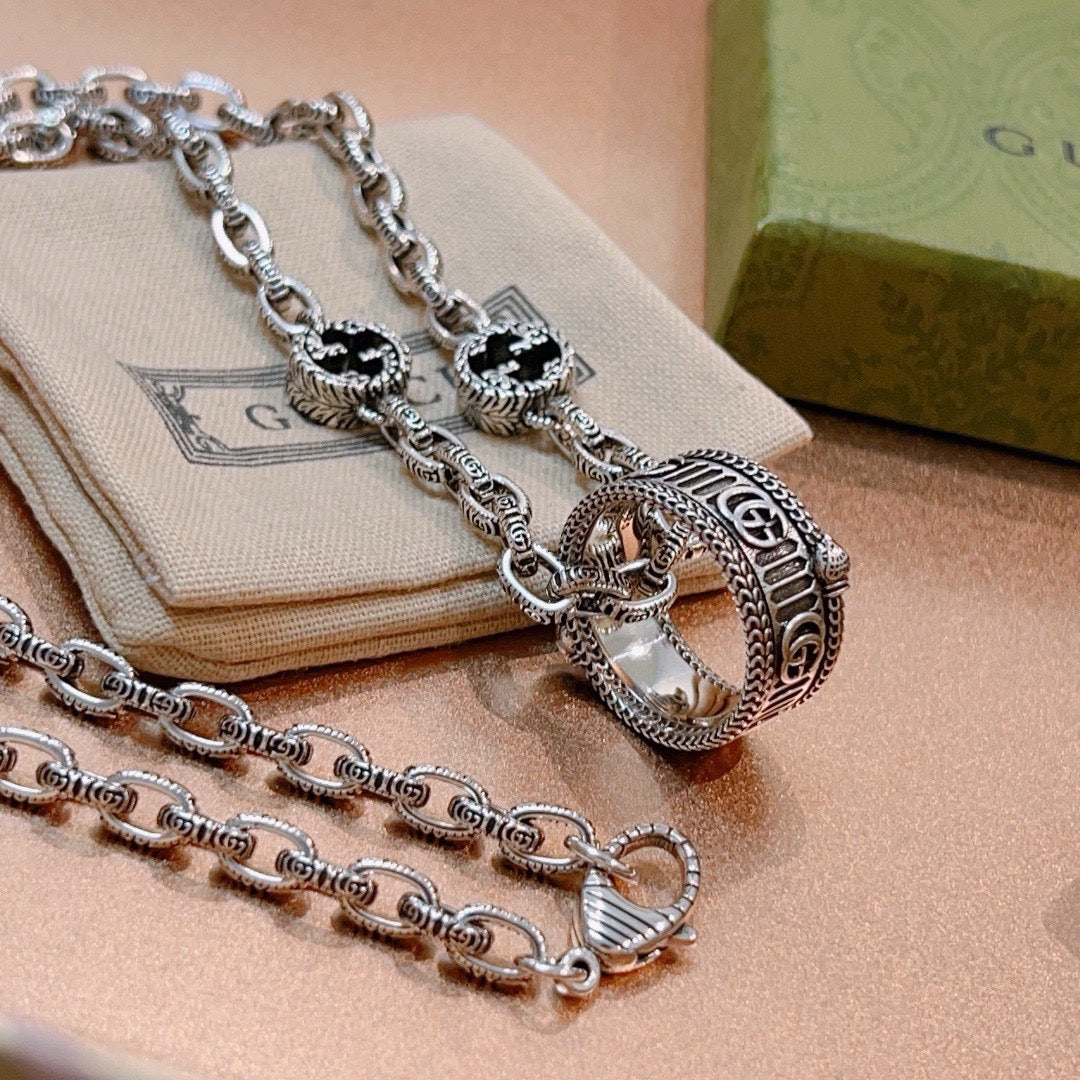 antique double g Necklace for women - alternate angle view 2