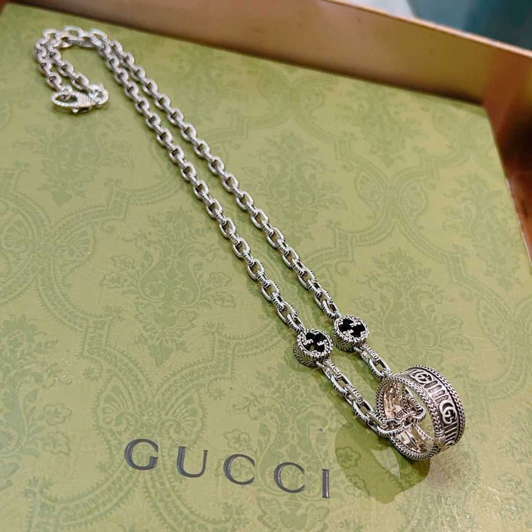 antique double g Necklace for women - alternate angle view 4