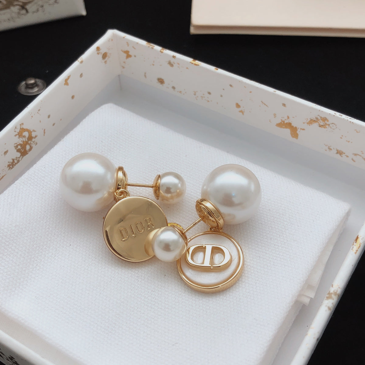 white brass Stud Earrings for women - alternate angle view 6