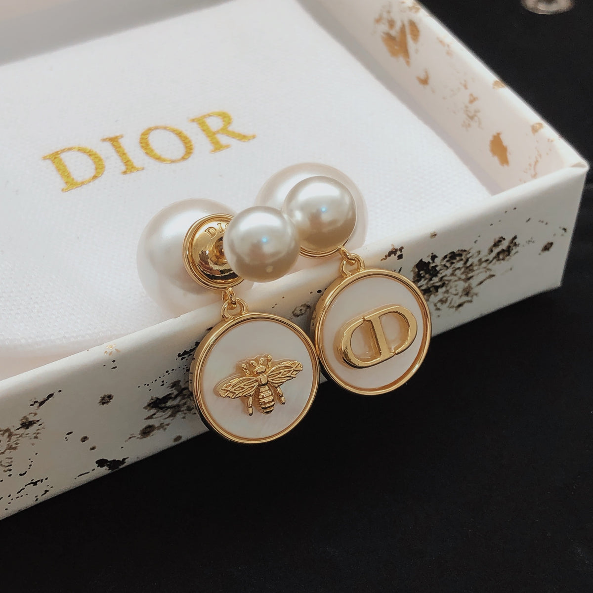 white brass Stud Earrings for women - alternate angle view 7