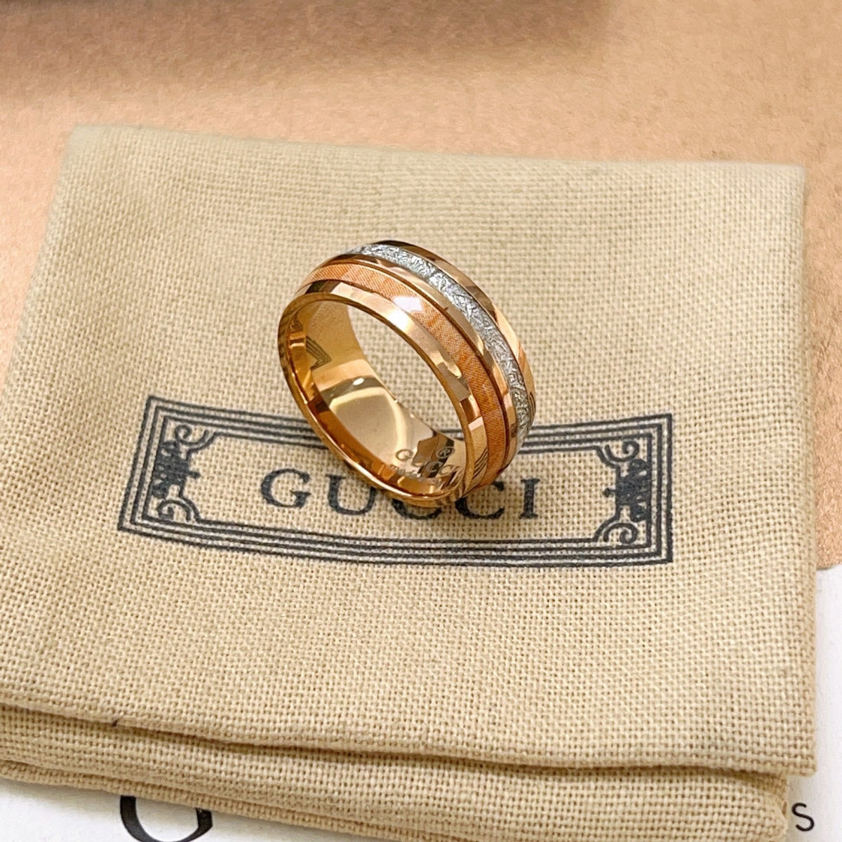 gold double g Ring for men - alternate angle view 8