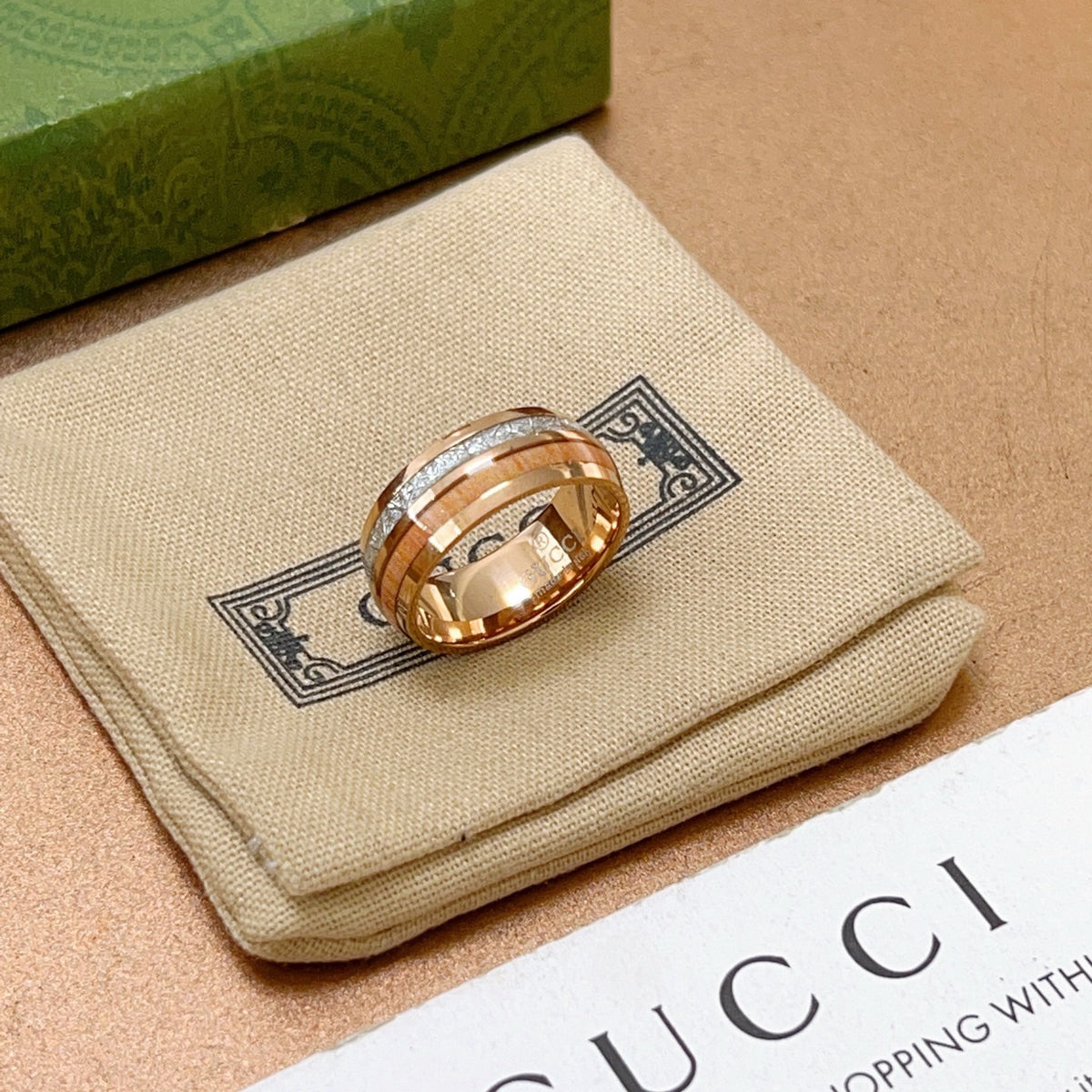 gold double g Ring for men - alternate angle view 5