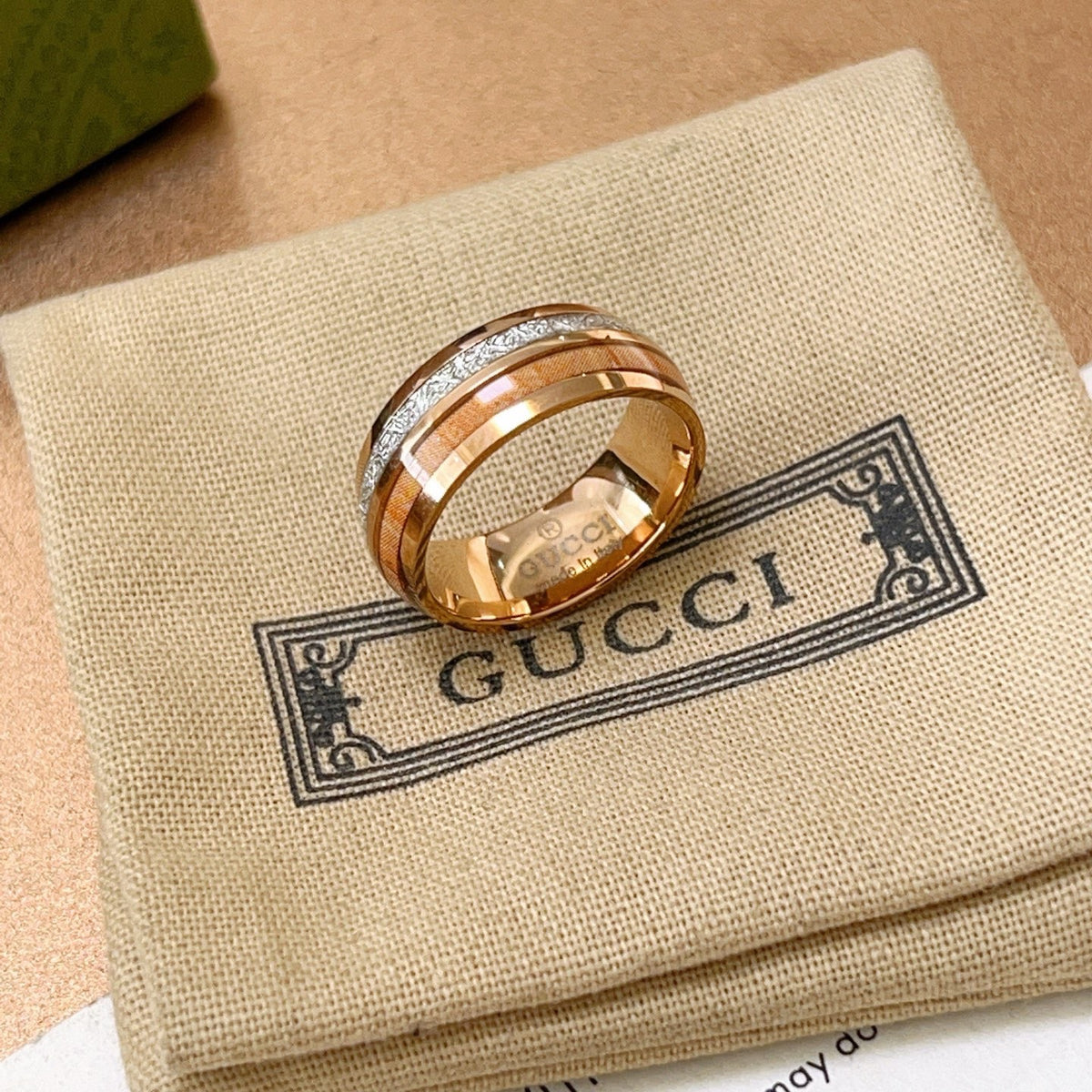 gold double g Ring for men - alternate angle view 2