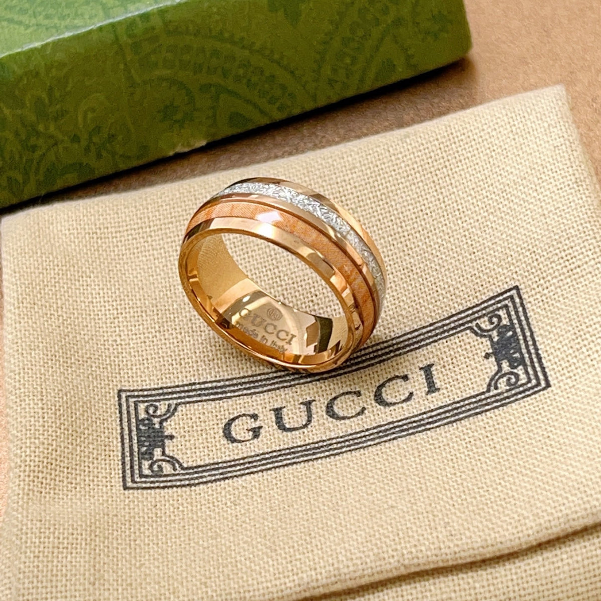 gold double g Ring for men - alternate angle view 7
