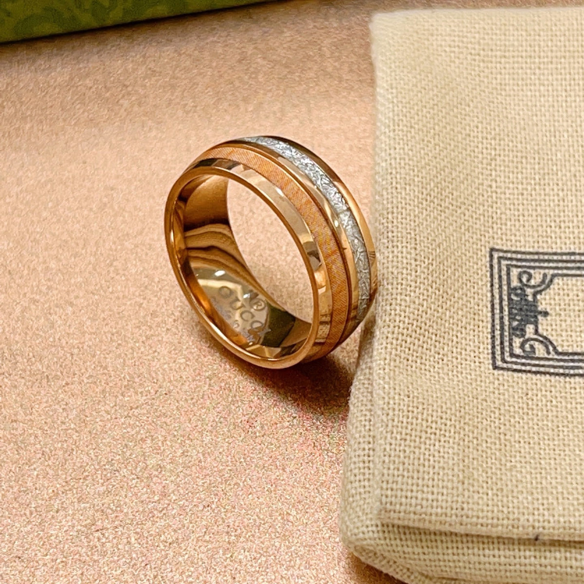 gold double g Ring for men - alternate angle view 4