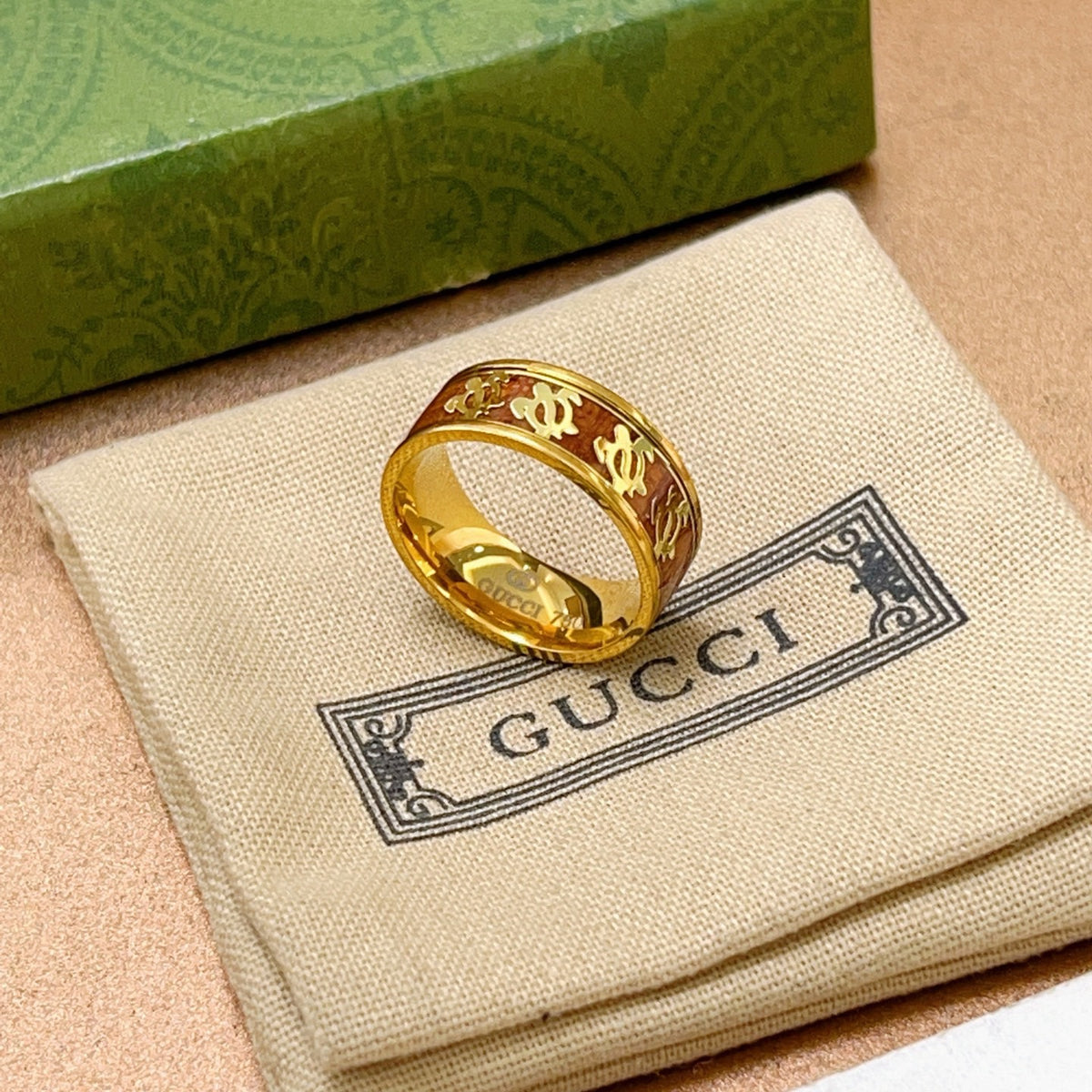 gold double g Ring for men - alternate angle view 8