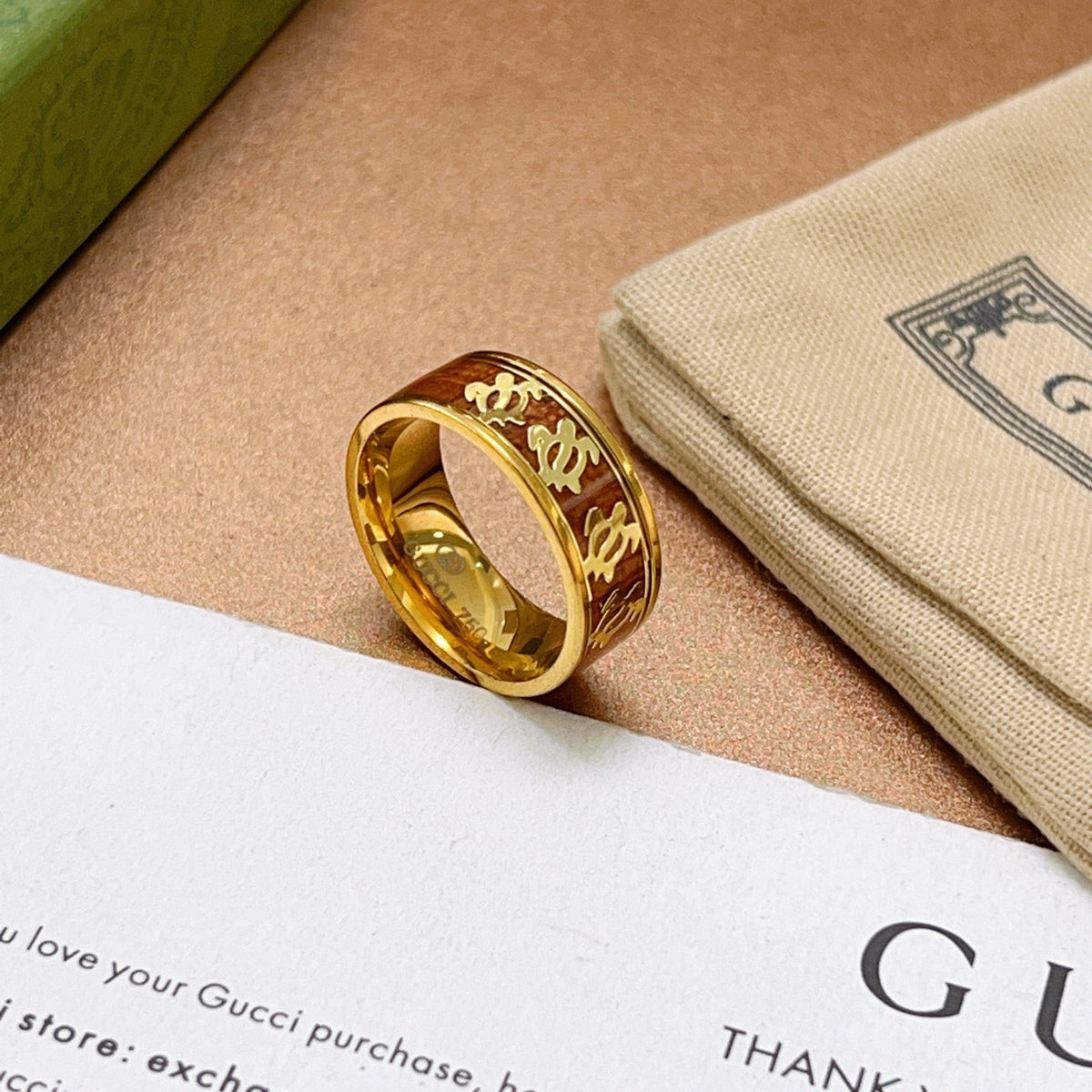 gold double g Ring for men - alternate angle view 4