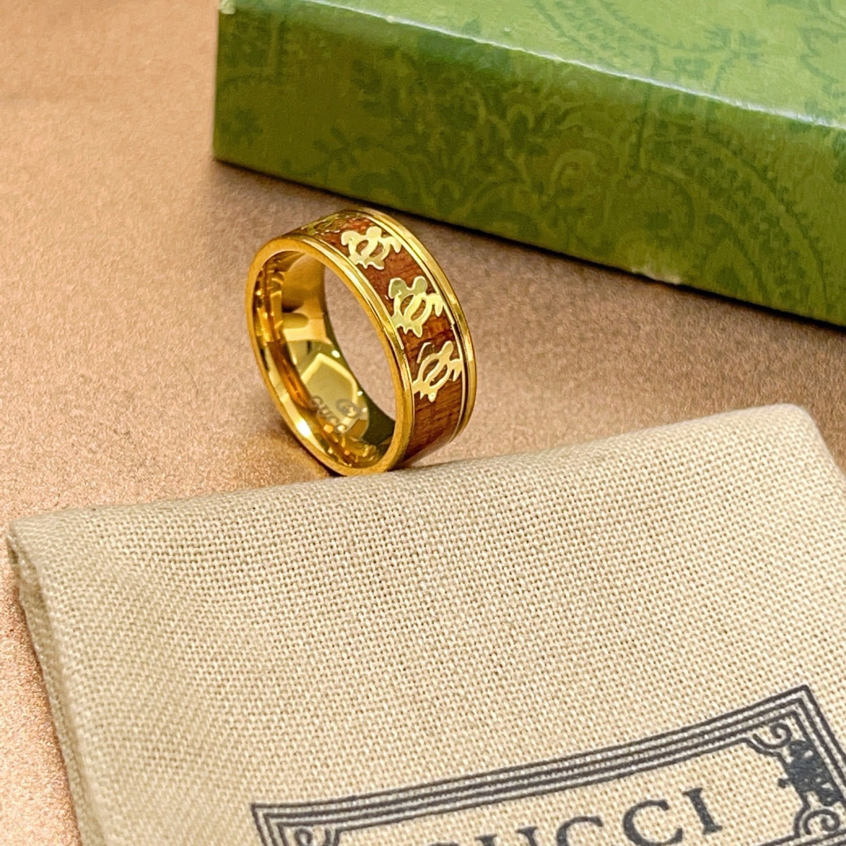 gold double g Ring for men - alternate angle view 2