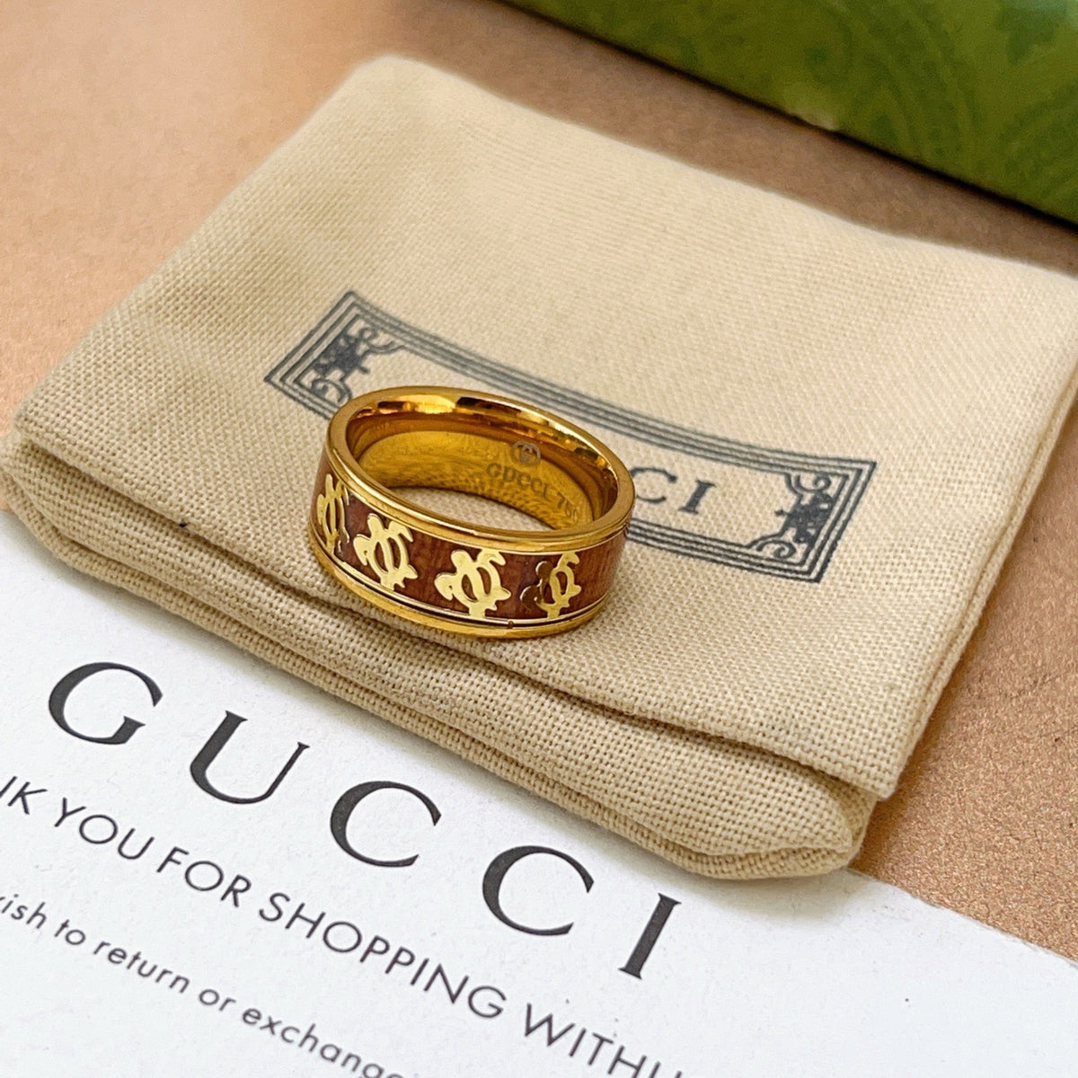 gold double g Ring for men - alternate angle view 5