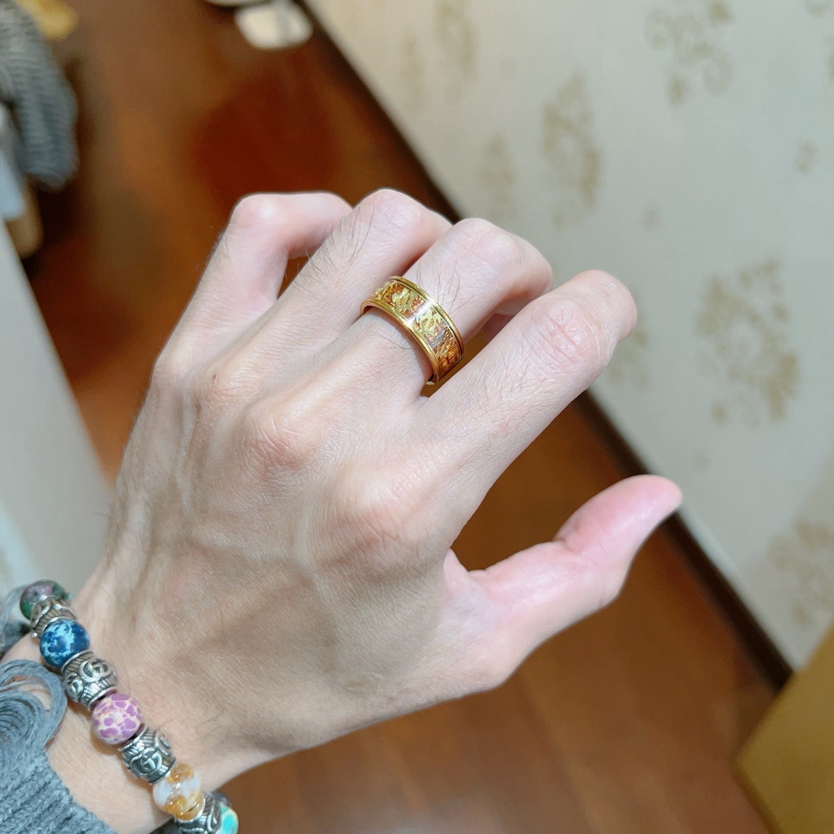 gold double g Ring for men - alternate angle view 3