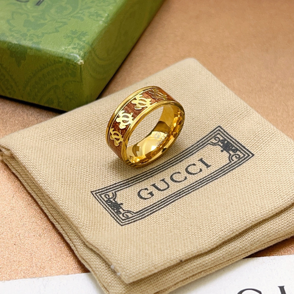 gold double g Ring for men - product detail view