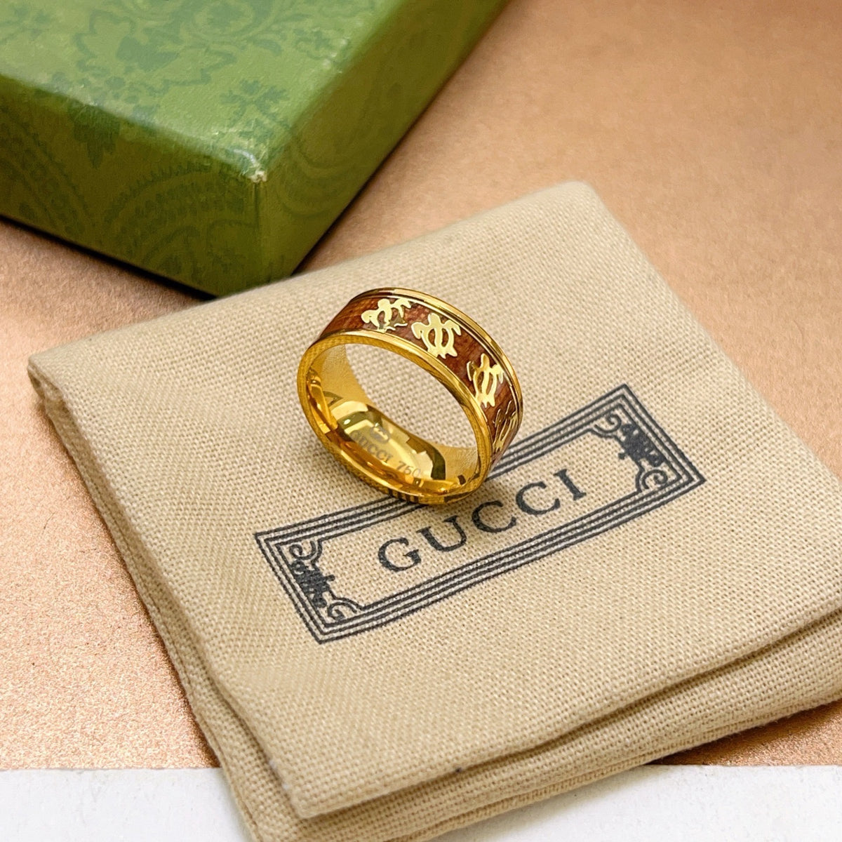 gold double g Ring for men - alternate angle view 7